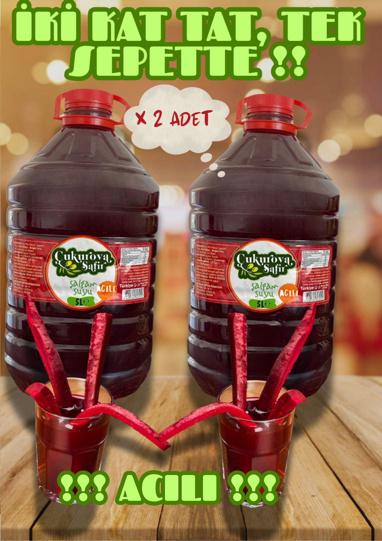 Çukurova Safir EL YAPIMI 5X2 10 LT ACILI ADANA ŞALGAMI