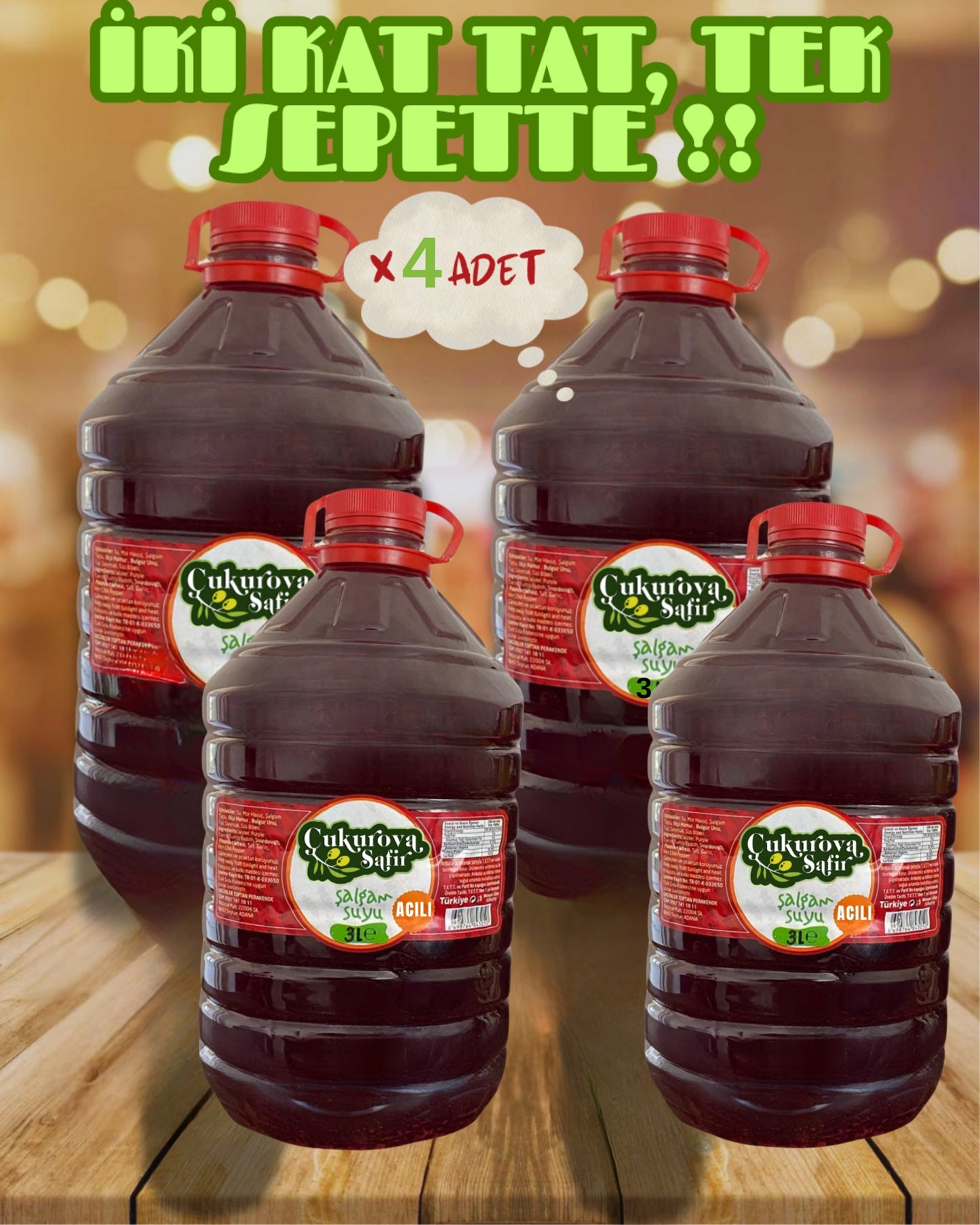 Çukurova Safir EL YAPIMI 3 X 4, 12 LT ACILI ADANA ŞALGAMI