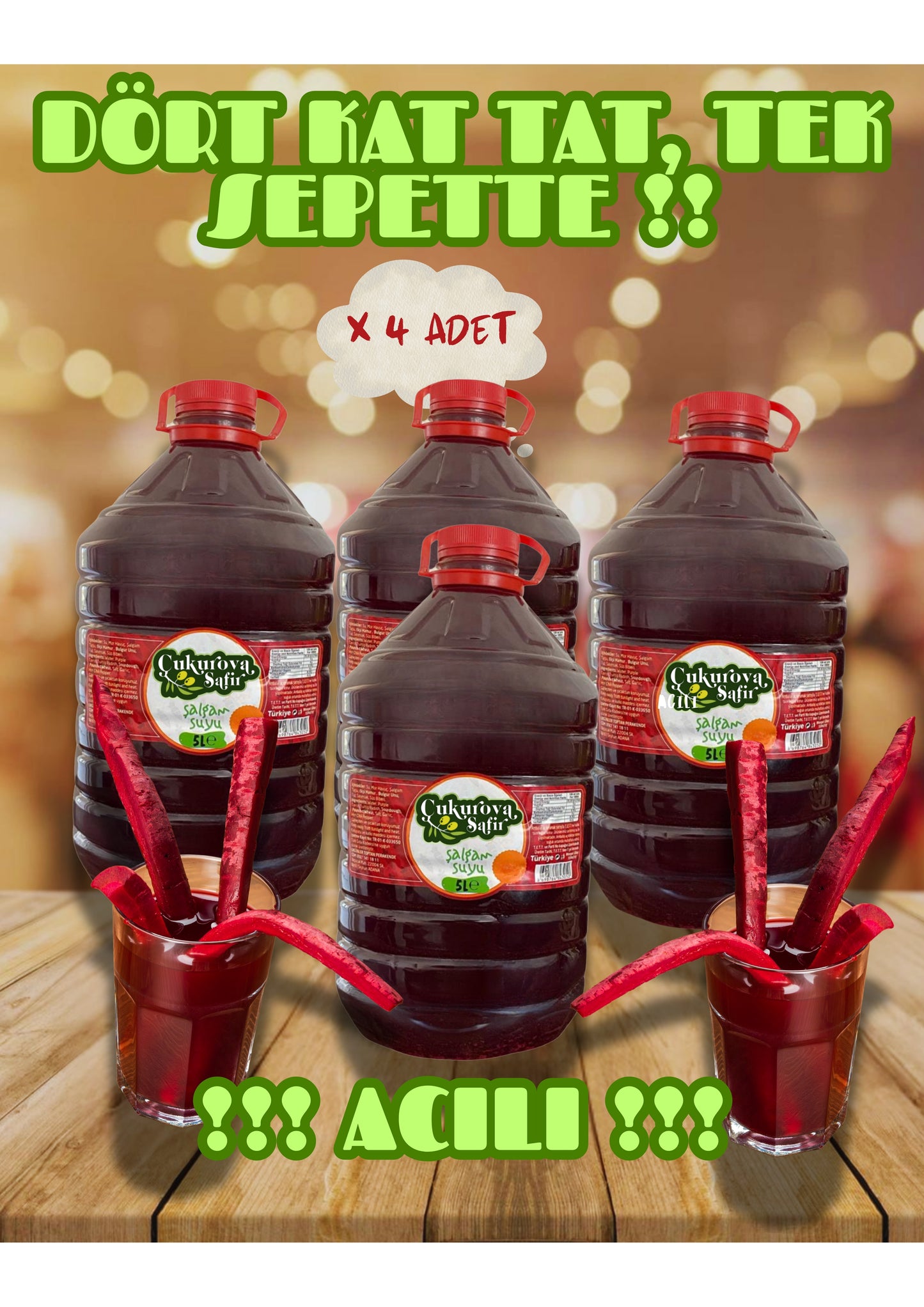 Çukurova Safir EL YAPIMI 5 X 4, 20 LT Acılı Adana Şalgamı