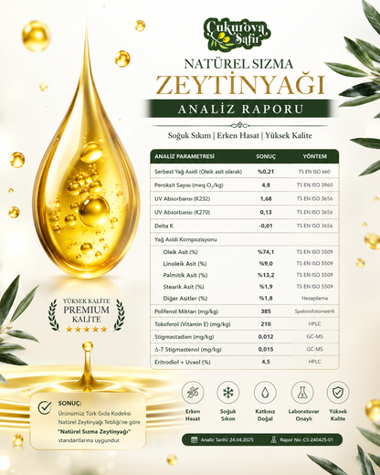 Çukurova Safir | 2025/26 5 Lt Naturel Sızma Zeytinyağı