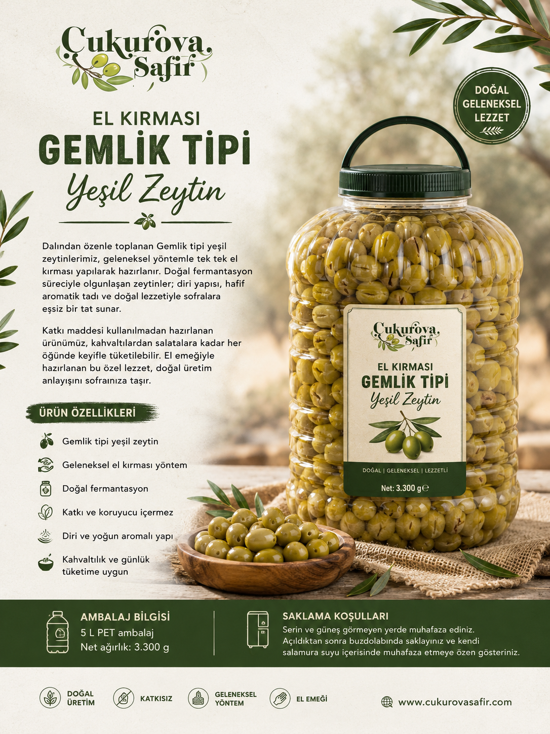 El Kırması Gemlik Tipi Yeşil Zeytin