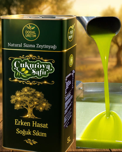 Çukurova Safir 5 Lt 0.3 Asit Erken Hasat Soğuk Sıkım Zeytinyağı
