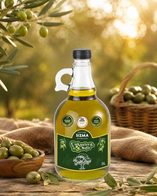 Çukurova Safir 3 Lt 0.3 Asit Erken Hasat Soğuk Sıkım Zeytinyağı Galon Cam Şişe 2025/26