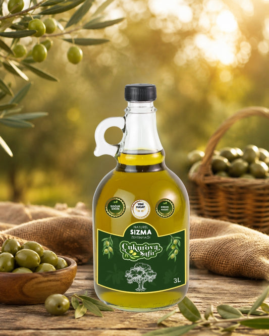 Çukurova Safir 3 Lt 0.3 Asit Erken Hasat Soğuk Sıkım Zeytinyağı Galon Cam Şişe 2025/26